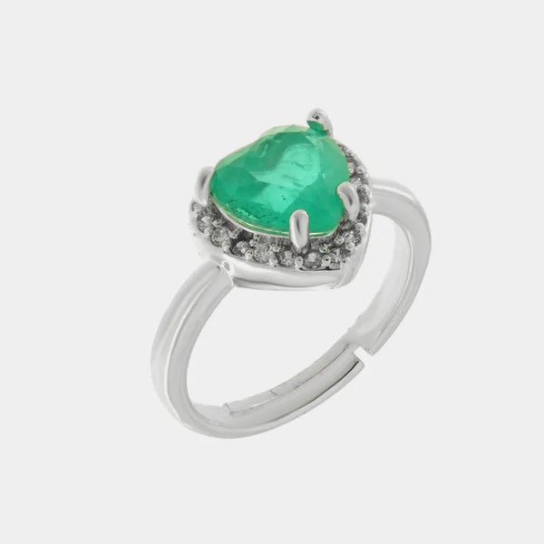 Anello in Metallo con zircone centrale a forma di cuore — collezione bluette