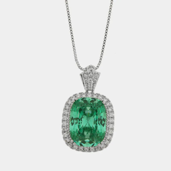 Collana in Metallo con zircone verde centrale — collezione bluette
