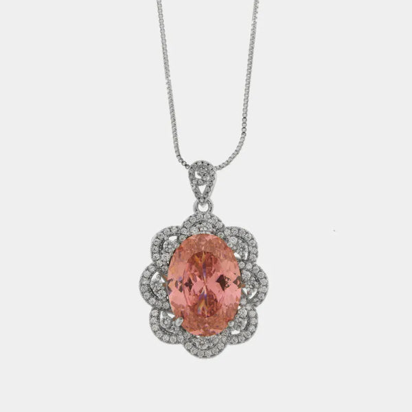 Collana in Metallo con zircone rosa centrale — collezione bluette