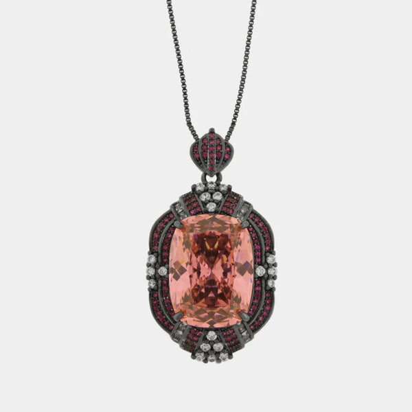 Collana in Metallo con zircone rosa centrale — collezione bluette