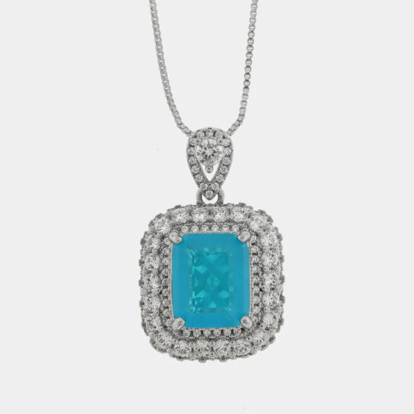 Collana in Metallo con zircone azzurro centrale — collezione bluette