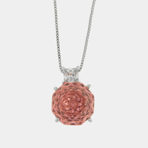 Collana in Metallo con zircone rosa centrale — collezione bluette