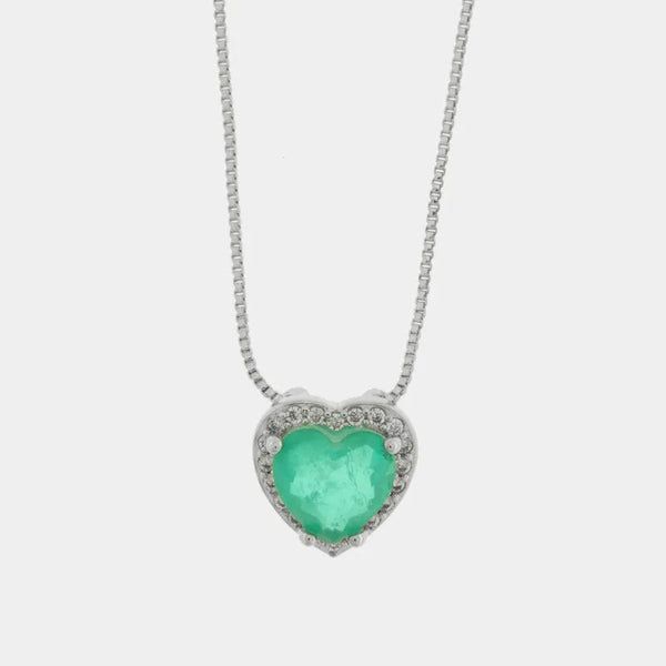 Collana in Metallo con zircone centrale a forma di cuore — collezione bluette