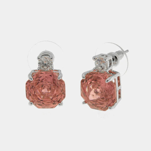 Orecchini in Metallo con zirconi rosa centrali — collezione bluette