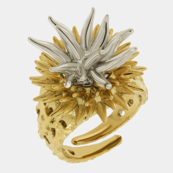 Anello in Metallo con riccio di mare placcato oro e argento — collezione erisos