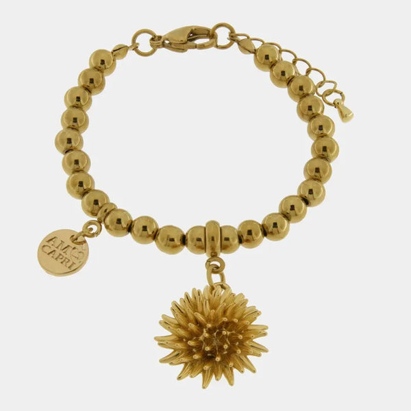 Bracciale in Acciaio di perliine con riccio di mare — collezione erisos