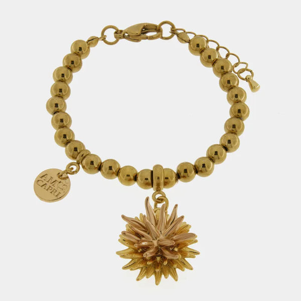 Bracciale in Metallo di perline con riccio di mare placcato oro — collezione erisos