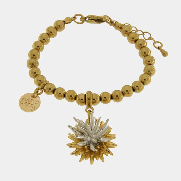Bracciale in Metallo di perline con riccio di mare placcato oro e argento — collezione erisos