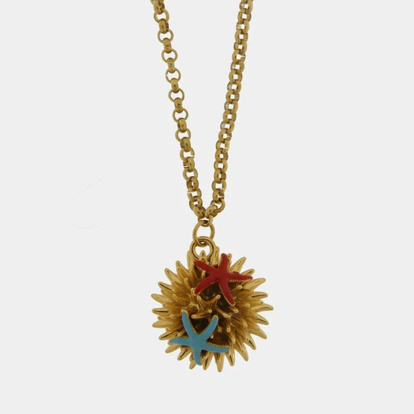 Collana in Metallo con riccio di mare e stelle marine — collezione erisos