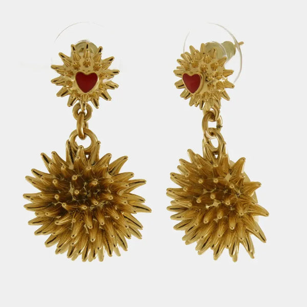 Orecchini in Acciaio con cuore  e riccio di mare — collezione erisos