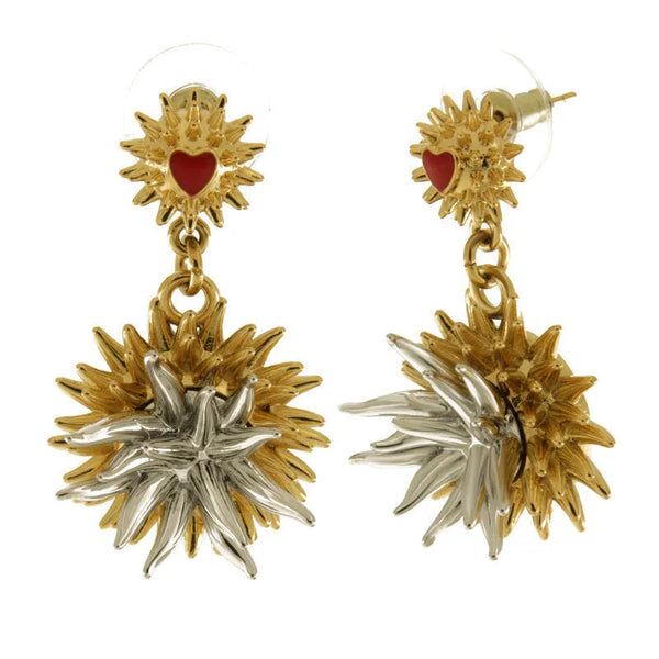 Orecchini in Metallo con cuore  e riccio di mare placcato oro e argento — collezione erisos
