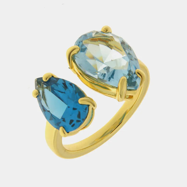 Anello in Metallo a goccia blu — collezione eterna