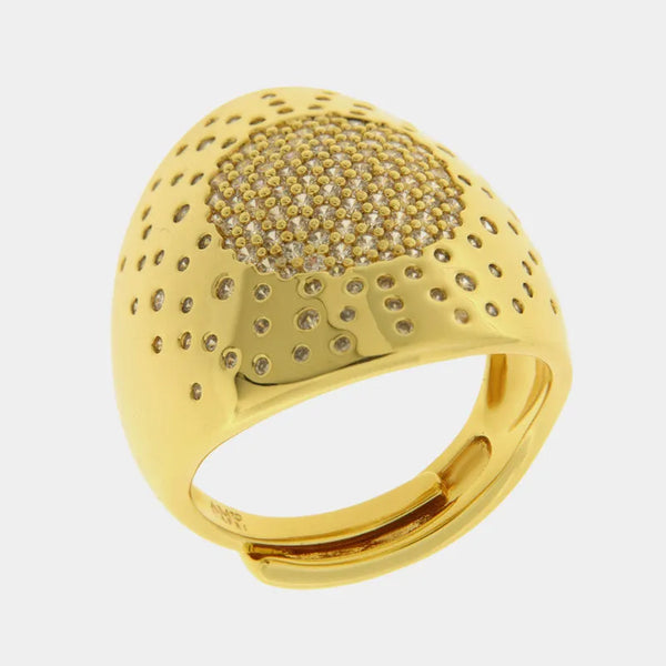 Anello in Metallo bombato con zirconi — collezione eterna