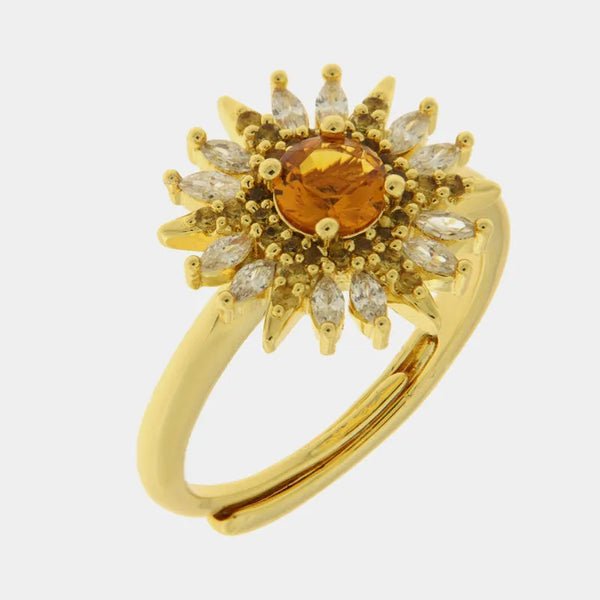 Anello in Metallo fiore zirconato — collezione eterna