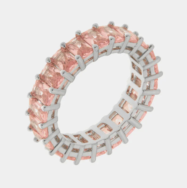 Anello in Metallo pavè rosa — collezione eterna