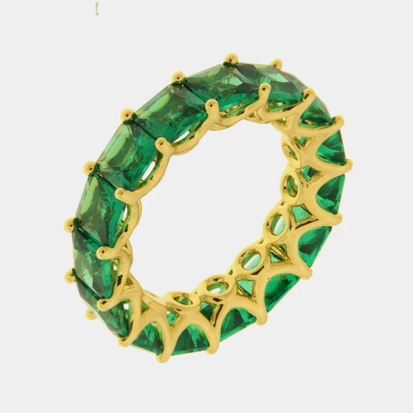 Anello in Metallo pavè verde — collezione eterna