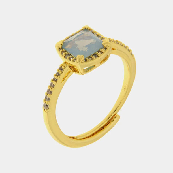 Anello in Metallo quadrato azzurro — collezione eterna