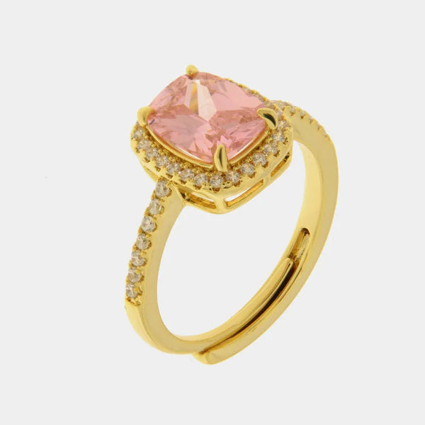 Anello in Metallo quadrato rosa — collezione eterna