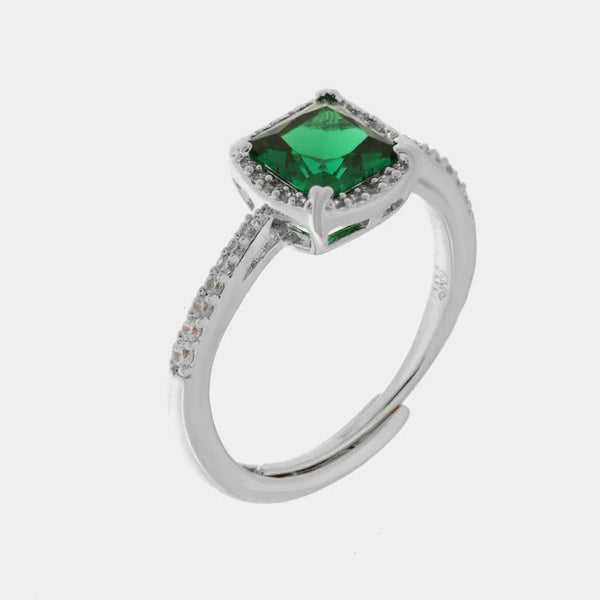 Anello in Metallo quadrato verde — collezione eterna