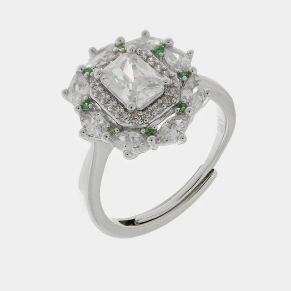 Anello in Metallo quadrato zirconato — collezione eterna