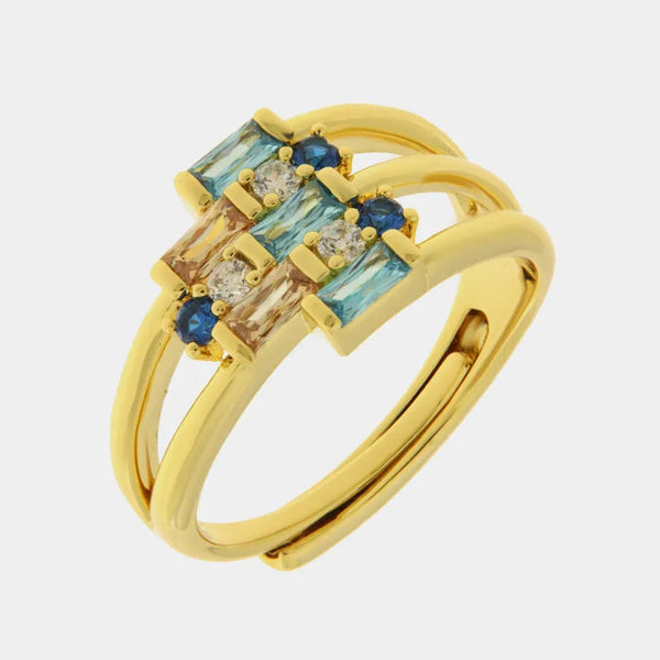 Anello in Metallo zirconi blu — collezione eterna