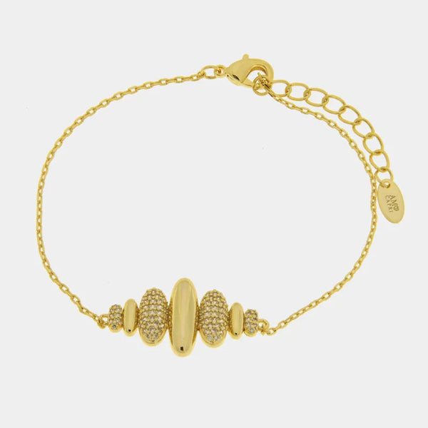 Bracciale in Metallo ovali alternati lisci e pavè — collezione eterna