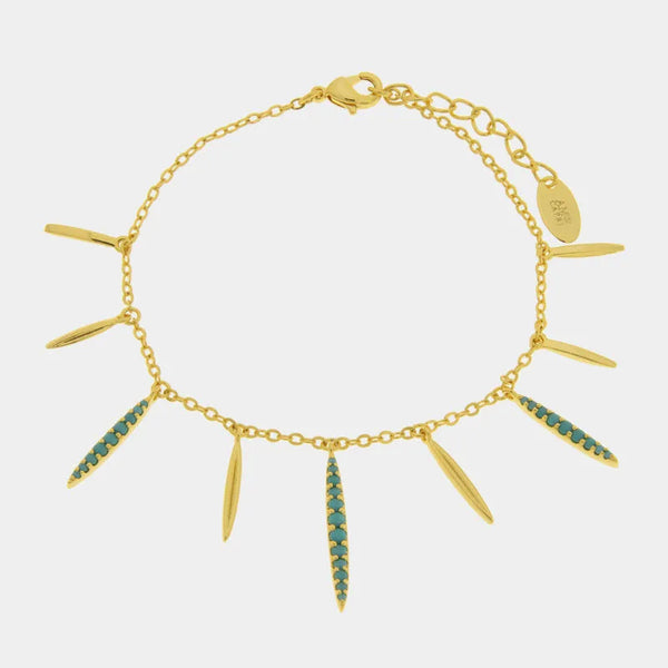 Bracciale in Metallo pendenti lisci e zirconi turchesi — collezione eterna