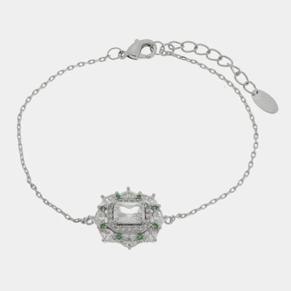 Bracciale in Metallo zirconato con punti luce verdi — collezione eterna