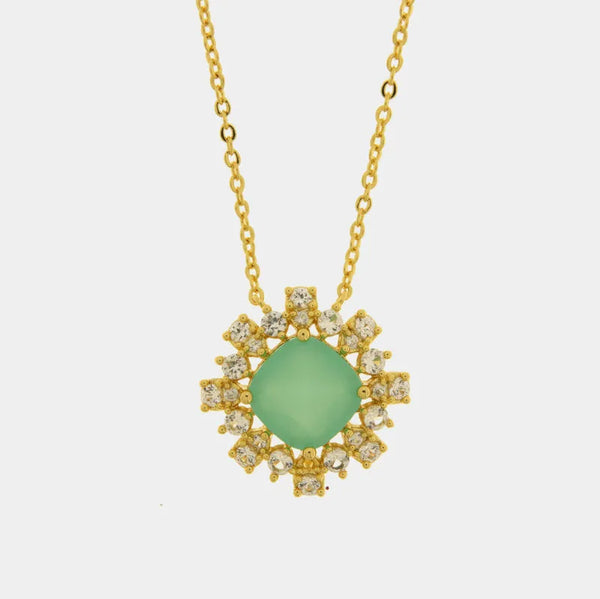 Collana in Metallo fiore verde zirconato — collezione eterna