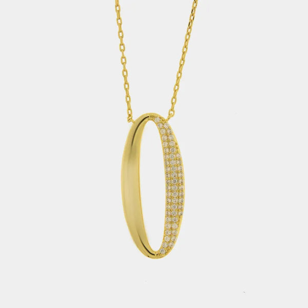 Collana in Metallo ovale alternato liscio e pavè — collezione eterna