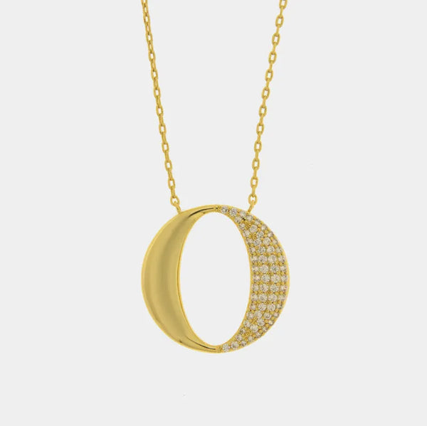 Collana in Metallo ovale alternato liscio e pavè — collezione eterna