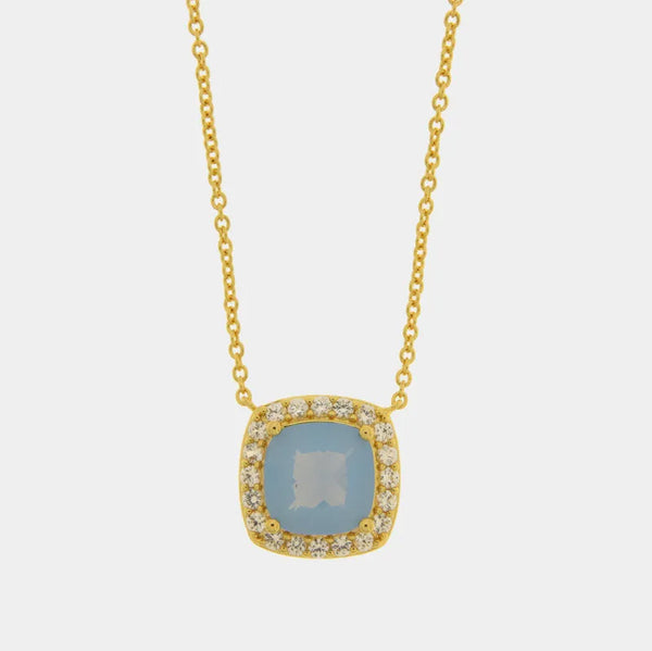 Collana in Metallo quadrato azzurro — collezione eterna