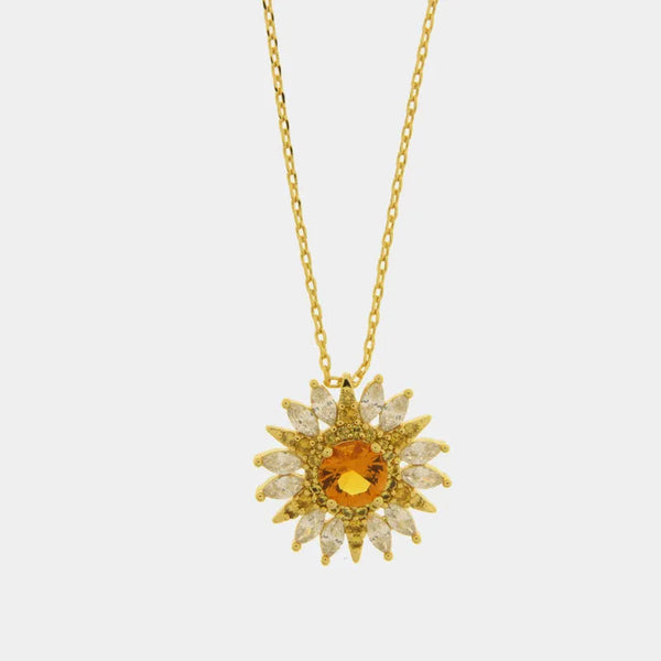 Collana in Metallo sole zirconato — collezione eterna