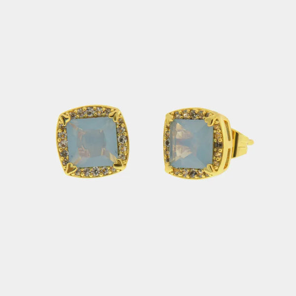 Orecchini in Metallo a lobo con zircone quadrato — collezione eterna