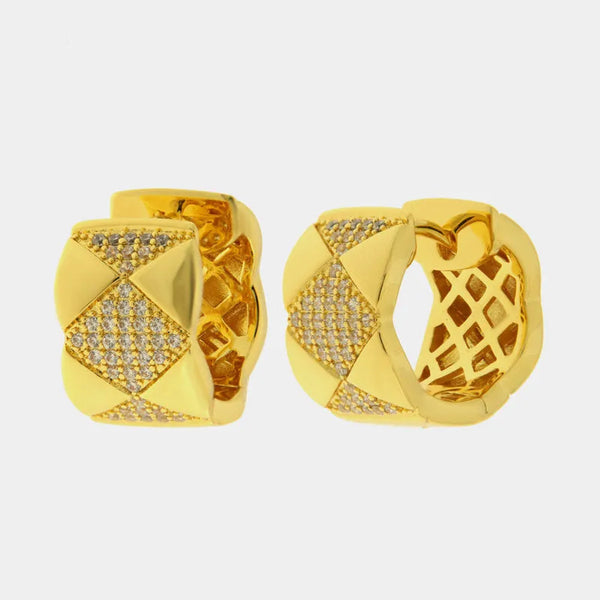 Orecchini in Metallo cerchio con rombi zirconati — collezione eterna