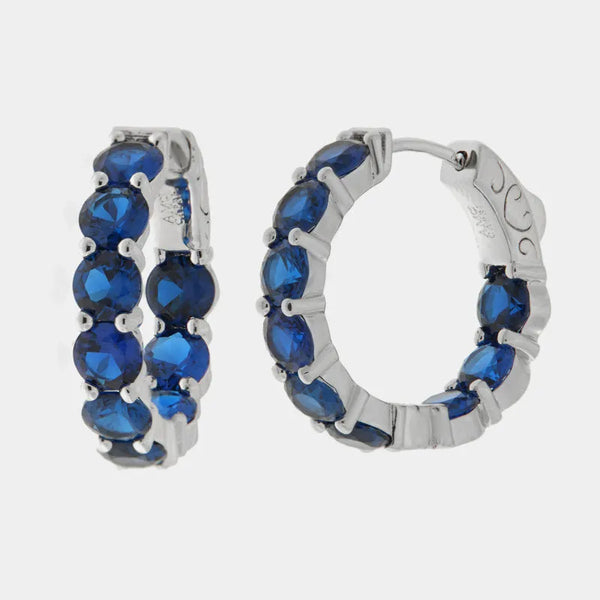 Orecchini in Metallo cerchio zirconato blu — collezione eterna