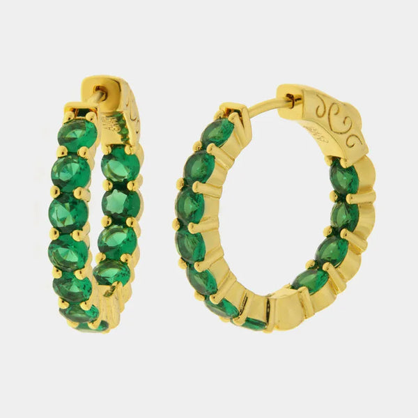 Orecchini in Metallo cerchio zirconato verde — collezione eterna