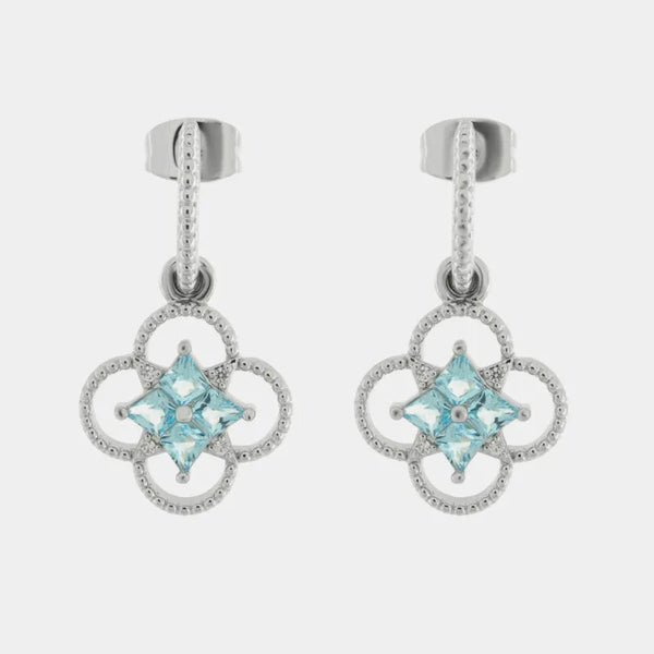 Orecchini in Metallo fiore zirconato azzuro — collezione eterna