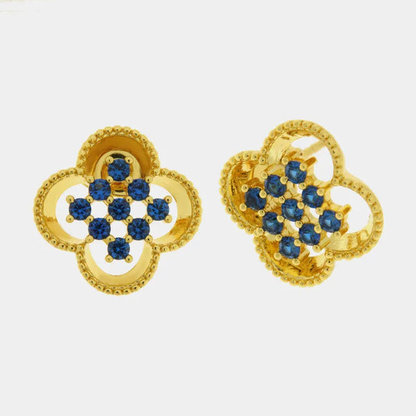 Orecchini in Metallo fiore zirconato blu — collezione eterna