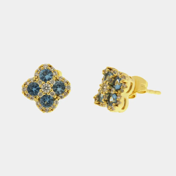 Orecchini in Metallo fiore zirconato blu — collezione eterna