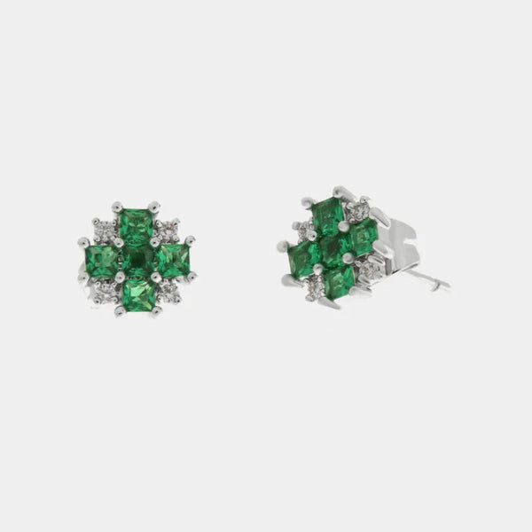 Orecchini in Metallo fiore zirconato verde — collezione eterna