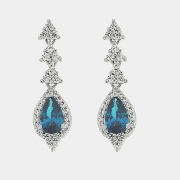 Orecchini in Metallo goccia blu con zirconi — collezione eterna