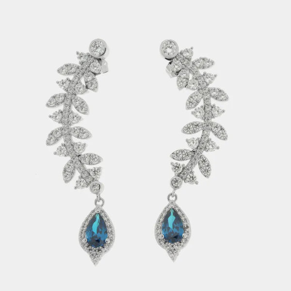 Orecchini in Metallo goccia blu con zirconi — collezione eterna