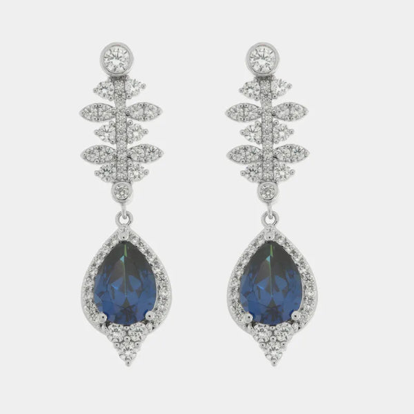 Orecchini in Metallo goccia blu con zirconi — collezione eterna