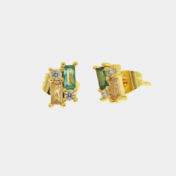 Orecchini in Metallo lobo con zirconi colorati — collezione eterna