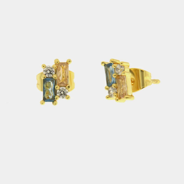 Orecchini in Metallo lobo con zirconi colorati — collezione eterna