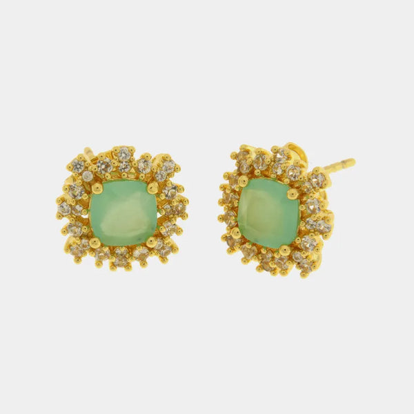 Orecchini in Metallo quadrato verde zirconato — collezione eterna