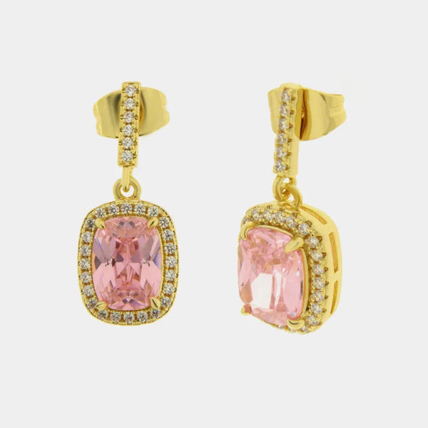 Orecchini in Metallo rettangolo rosa — collezione eterna