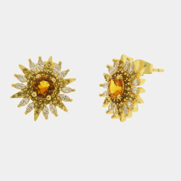 Orecchini in Metallo sole con zirconi gialli — collezione eterna