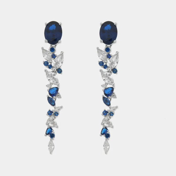 Orecchini in Metallo zirconi pendenti blu — collezione eterna